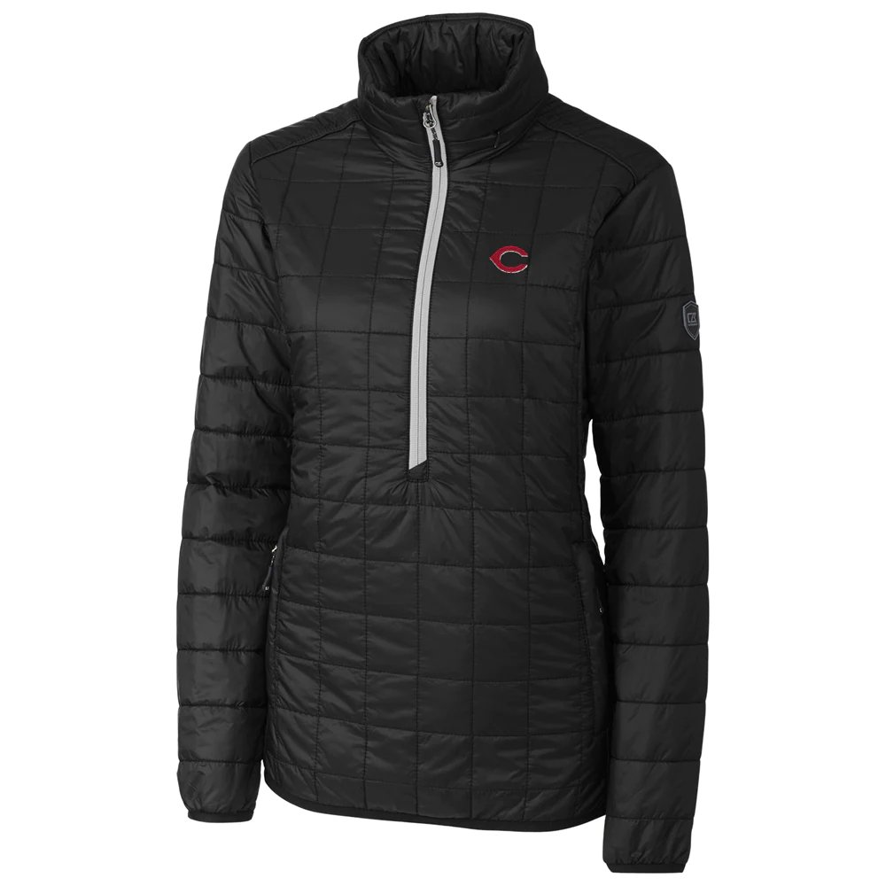 Cincinnati Reds Cutter & Buck Women's Rainier Half-Zip Popover Jacket - Black