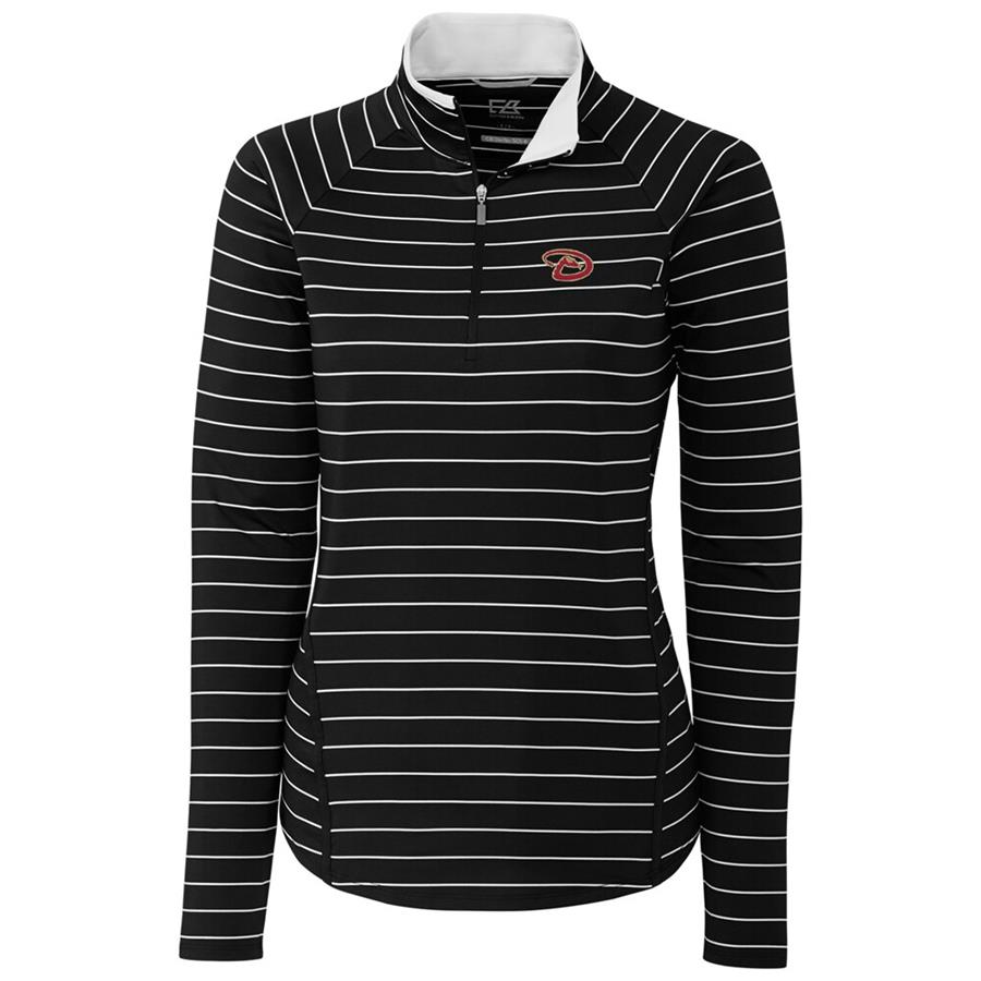 Arizona Diamondbacks Cutter & Buck Women's Long Sleeve Evie Half-Zip Pullover Jacket - Black