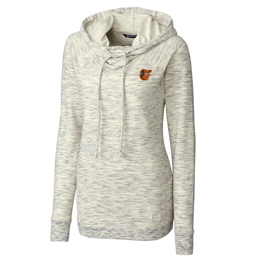Baltimore Orioles Cutter & Buck Women's Long Sleeve Tie Breaker Pullover Hoodie - White