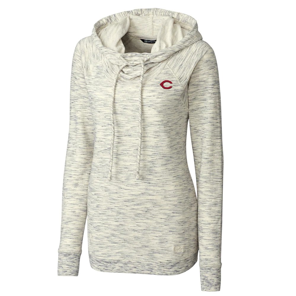 Cincinnati Reds Cutter & Buck Women's Long Sleeve Tie Breaker Pullover Hoodie - White