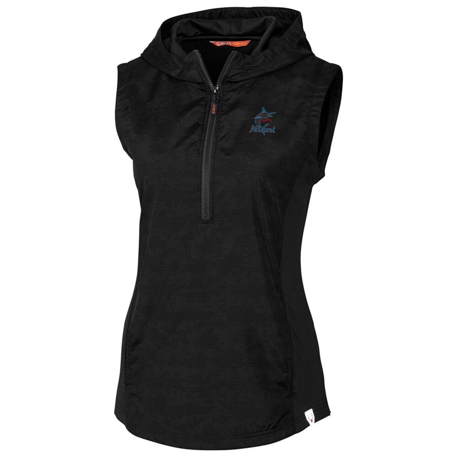 Miami Marlins Cutter & Buck Women's Swish Printed Sport Half-Zip Vest - Black