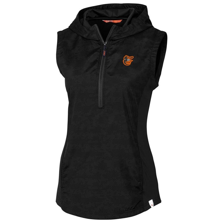 Baltimore Orioles Cutter & Buck Women's Swish Printed Sport Half-Zip Vest - Black