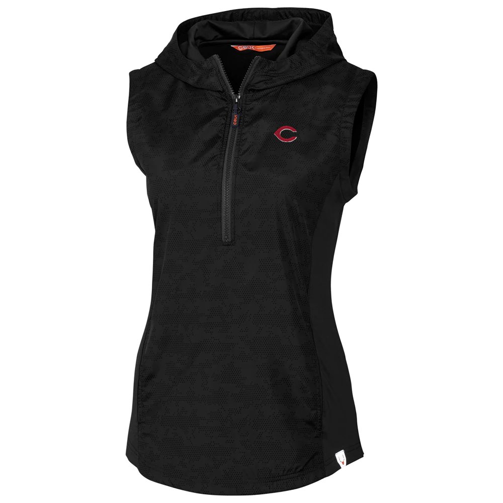 Cincinnati Reds Cutter & Buck Women's Swish Printed Sport Half-Zip Vest - Black