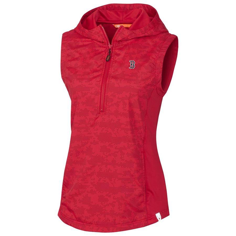 Boston Red Sox Cutter & Buck Women's Swish Printed Sport Half-Zip Vest - Red