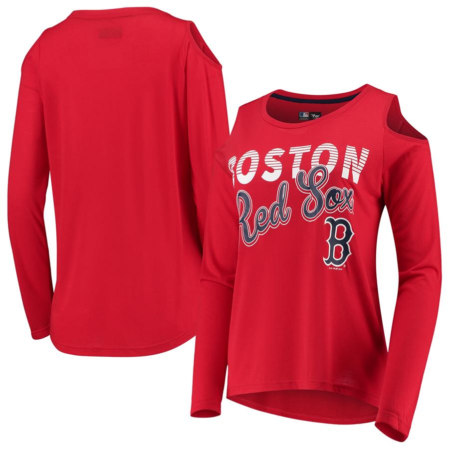 Boston Red Sox G-III 4Her by Carl Banks Women's Crackerjack Cold Shoulder Long Sleeve T-Shirt - Red