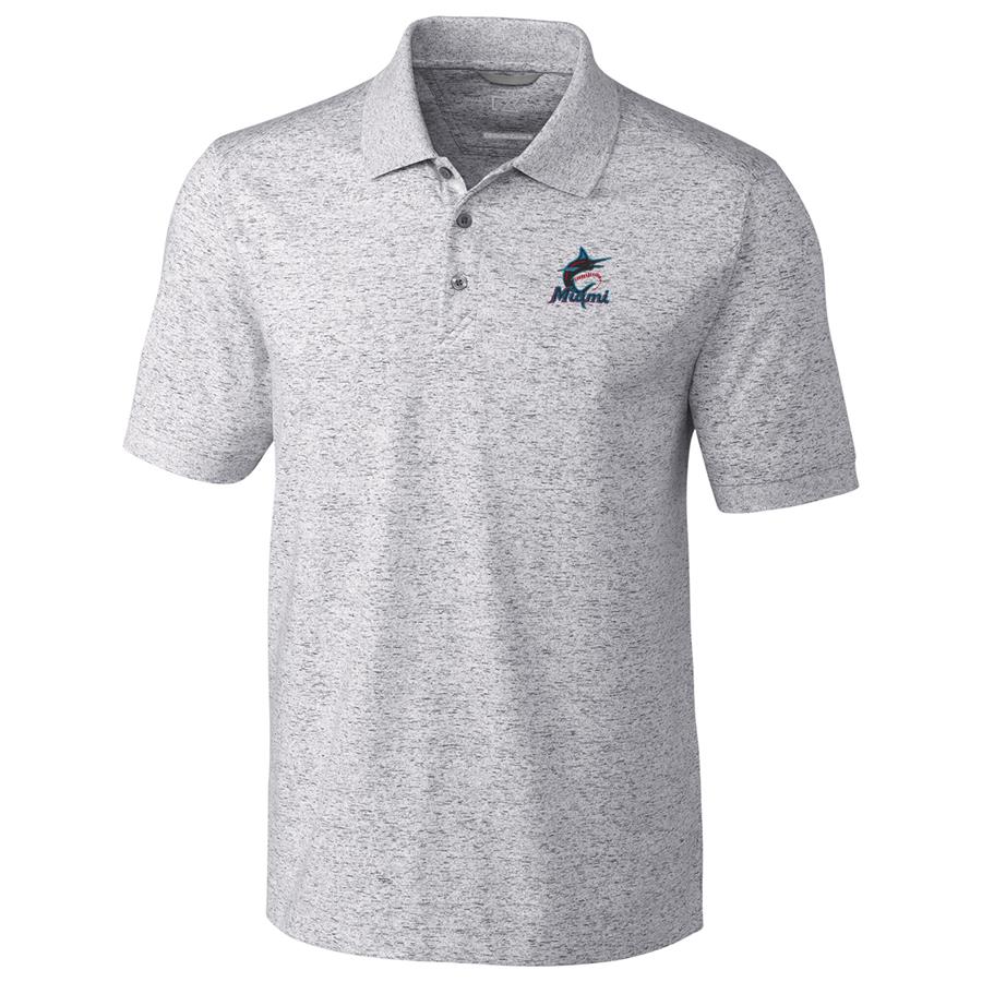 Miami Marlins Cutter & Buck Advantage Polo Space Dye - Gray