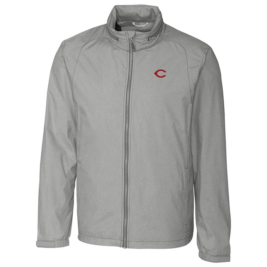 Cincinnati Reds Cutter & Buck Panoramic Packable Full-Zip Jacket - Heather Gray