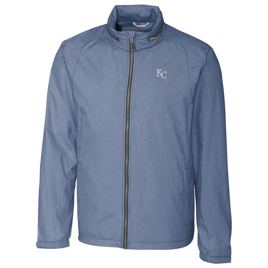 Kansas City Royals Cutter & Buck Panoramic Packable Full-Zip Jacket - Heather Navy