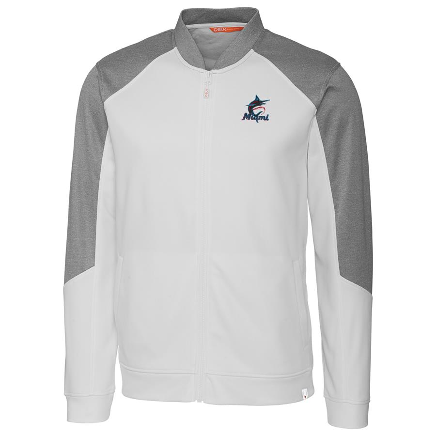 Miami Marlins Cutter & Buck Pop Fly Full-Zip Jacket - White