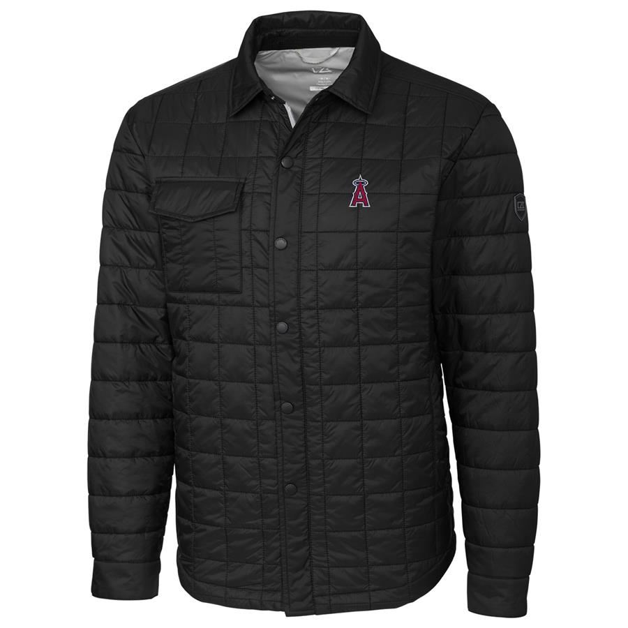 Los Angeles Angels Cutter & Buck Rainier Shirt Full-Zip Jacket - Black