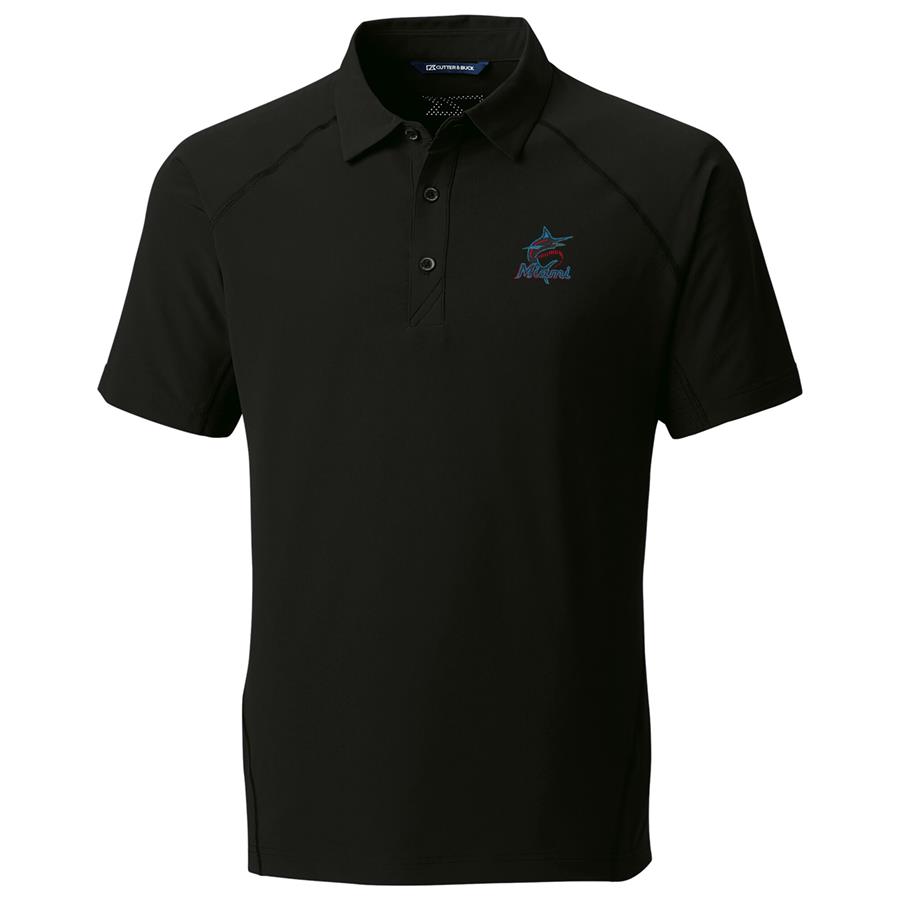 Miami Marlins Cutter & Buck Response Woven Polo - Black