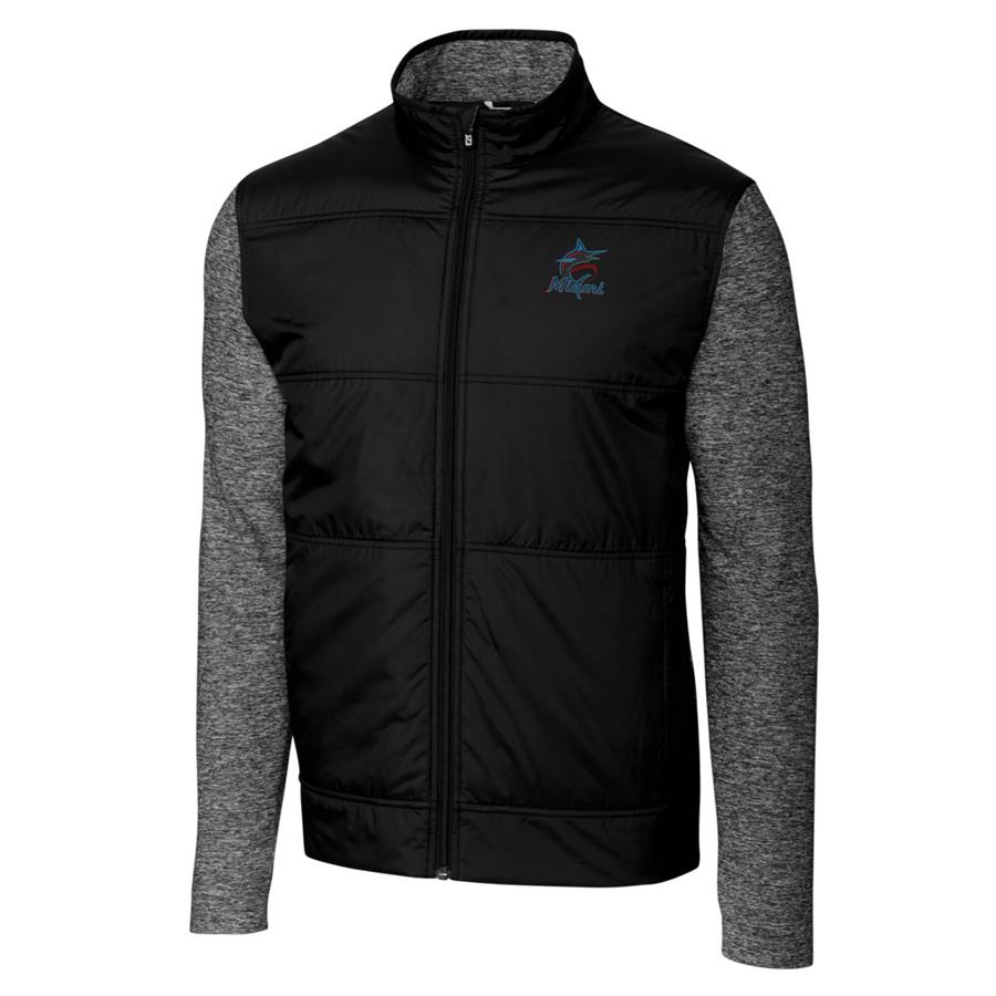 Miami Marlins Cutter & Buck Stealth Full-Zip Jacket - Black