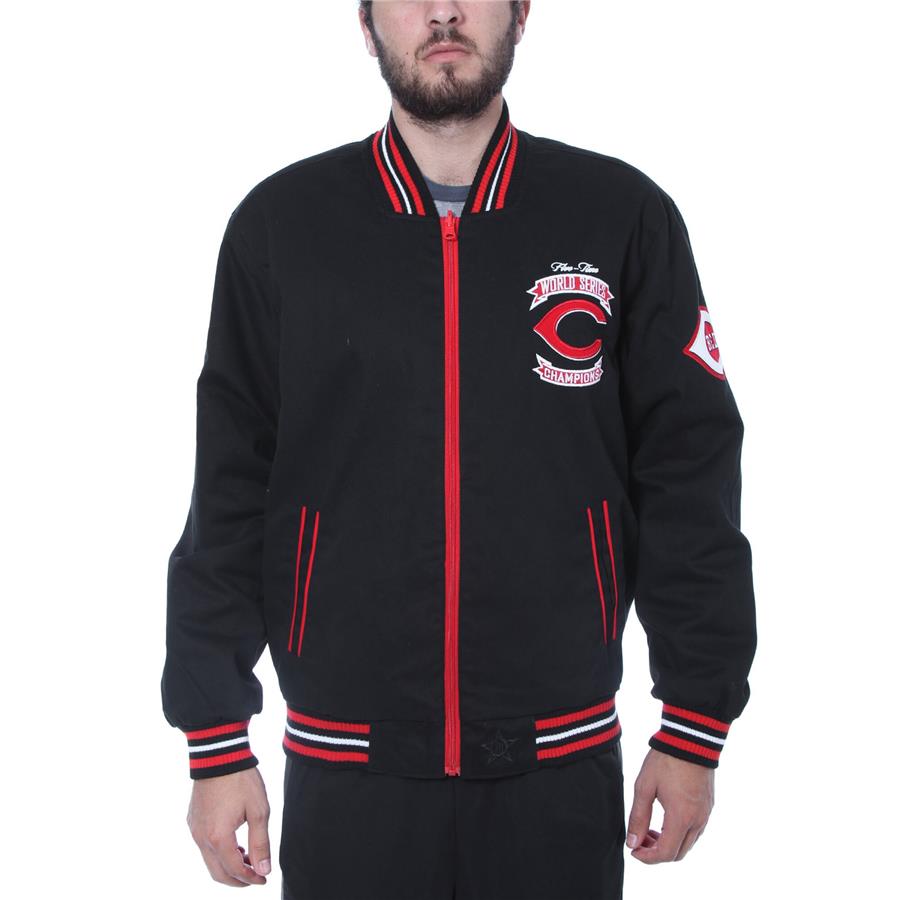 Cincinnati Reds JH Design Embroidered Logo Commemorative Twill Full-Zip Jacket - Black