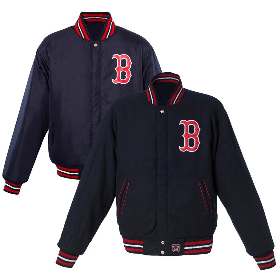 Boston Red Sox JH Design Embroidered Logo Reversible Wool Full-Snap Jacket - Navy
