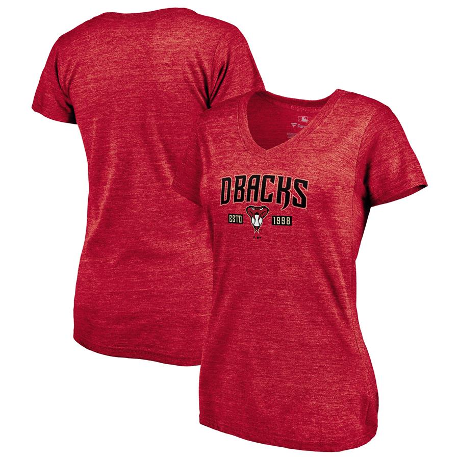 Arizona Diamondbacks Fanatics Branded Women's We're On Top Tri-Blend V-Neck T-Shirt - Cardinal