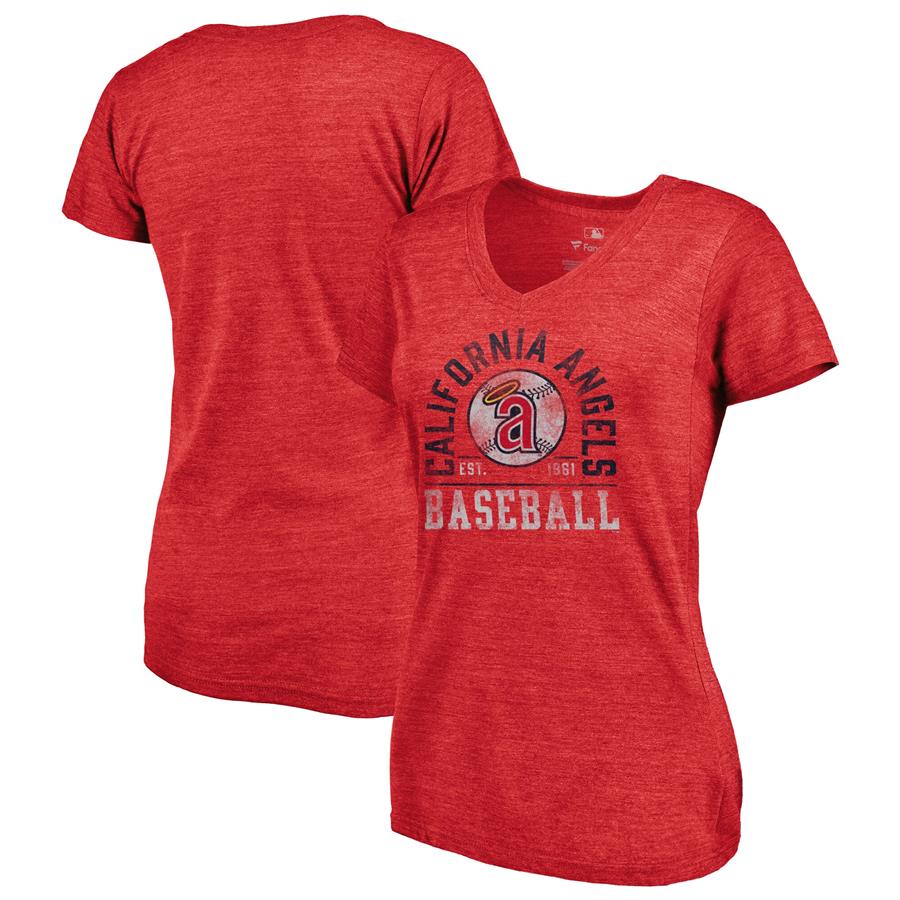 Los Angeles Angels Fanatics Branded Women's Hometown Tri-Blend V-Neck T-Shirt - Red