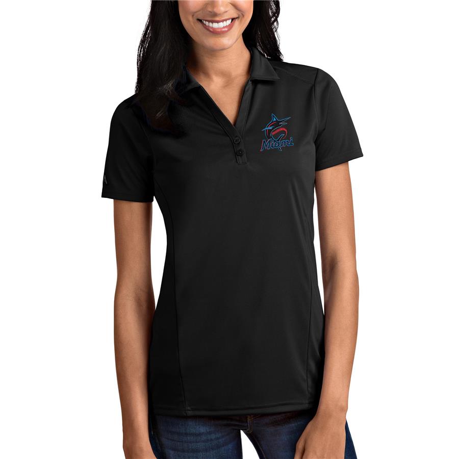 Miami Marlins Antigua Women's Tribute Polo - Black