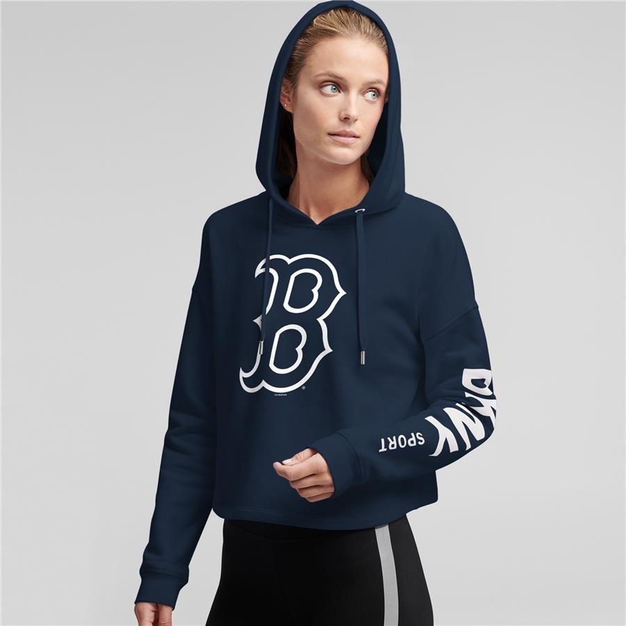 Boston Red Sox DKNY Sport Women's Lydia Pullover Hoodie - Navy