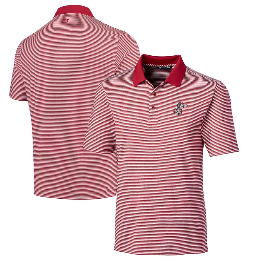 Cincinnati Reds Cutter & Buck Cooperstown Collection Forge Tonal Stripe DryTec Polo - Red