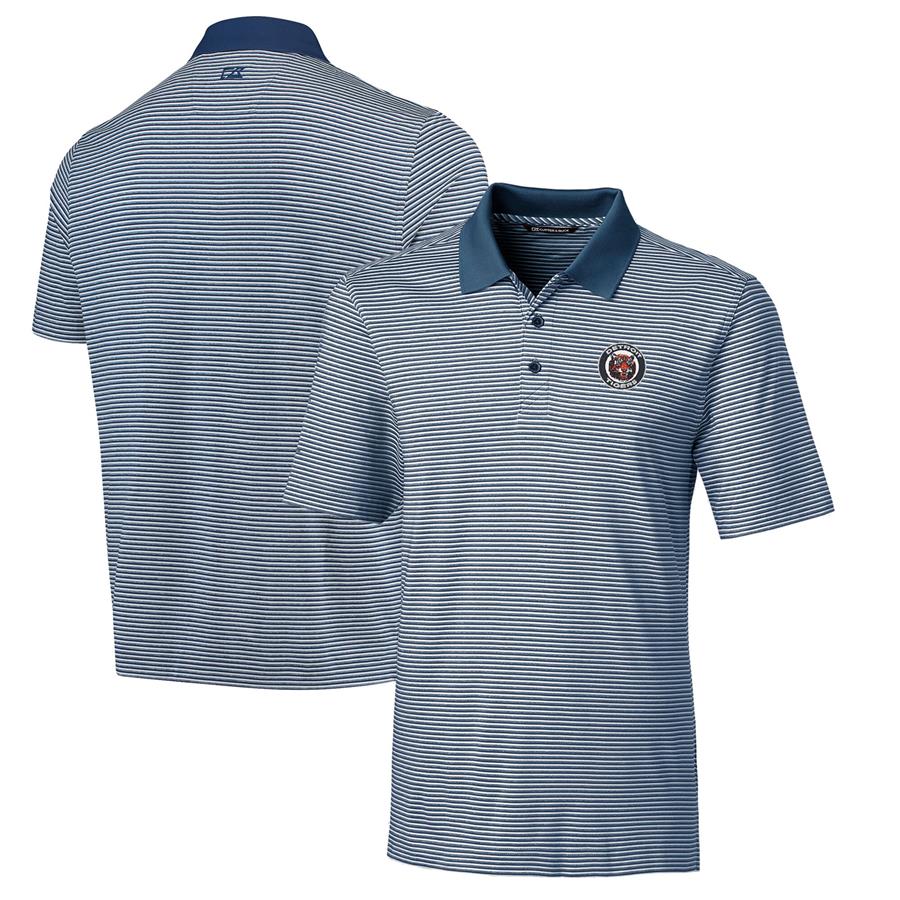 Detroit Tigers Cutter & Buck Cooperstown Collection Forge Tonal Stripe DryTec Polo - Navy