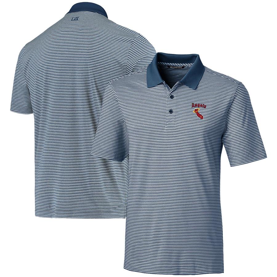 Los Angeles Angels Cutter & Buck Cooperstown Collection Forge Tonal Stripe DryTec Polo - Navy