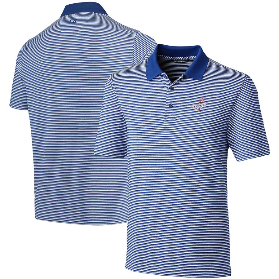 Los Angeles Dodgers Cutter & Buck Cooperstown Collection Forge Tonal Stripe DryTec Polo - Royal
