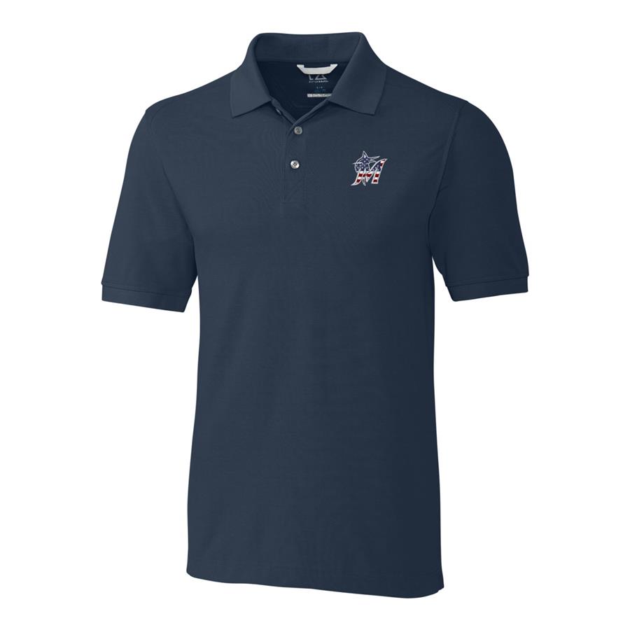 Miami Marlins Cutter & Buck Stars & Stripes Advantage Polo - Navy