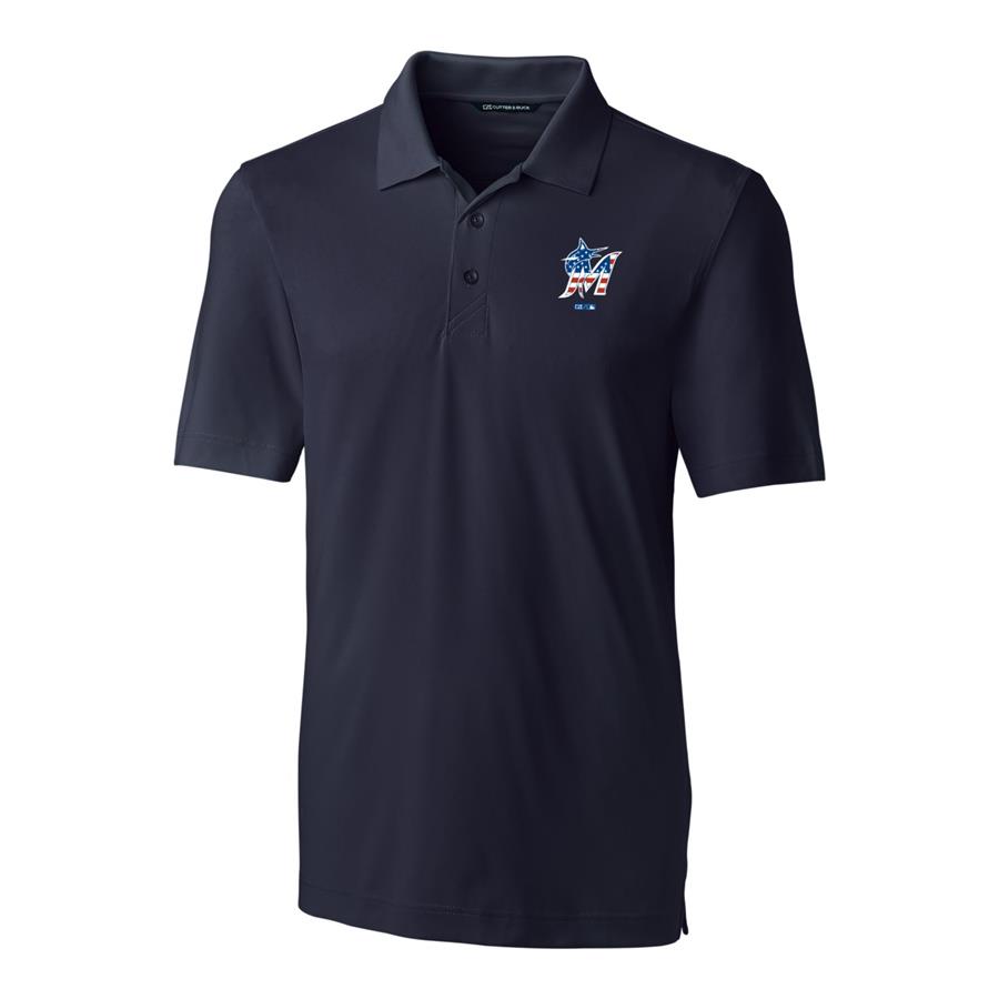 Miami Marlins Cutter & Buck Stars & Stripes Forge Polo - Navy
