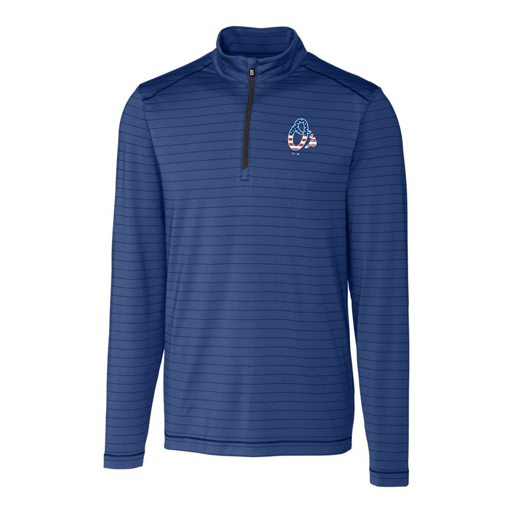 Baltimore Orioles Cutter & Buck Stars & Stripes Holman Stripe Half-Zip Pullover Jacket - Navy