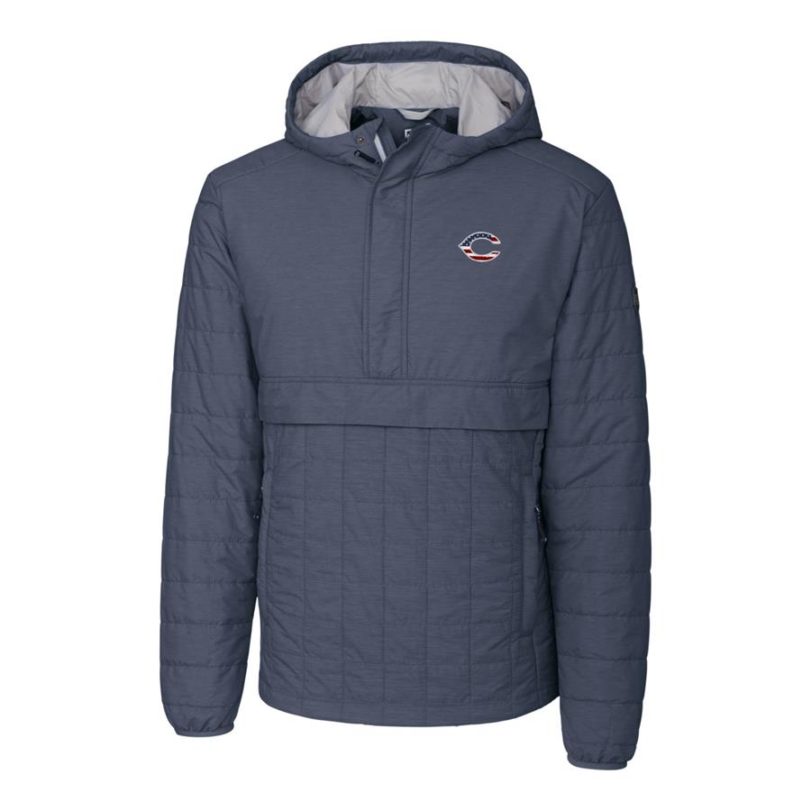Cincinnati Reds Cutter & Buck Stars & Stripes Rainier Half-Zip Popover Jacket - Gray