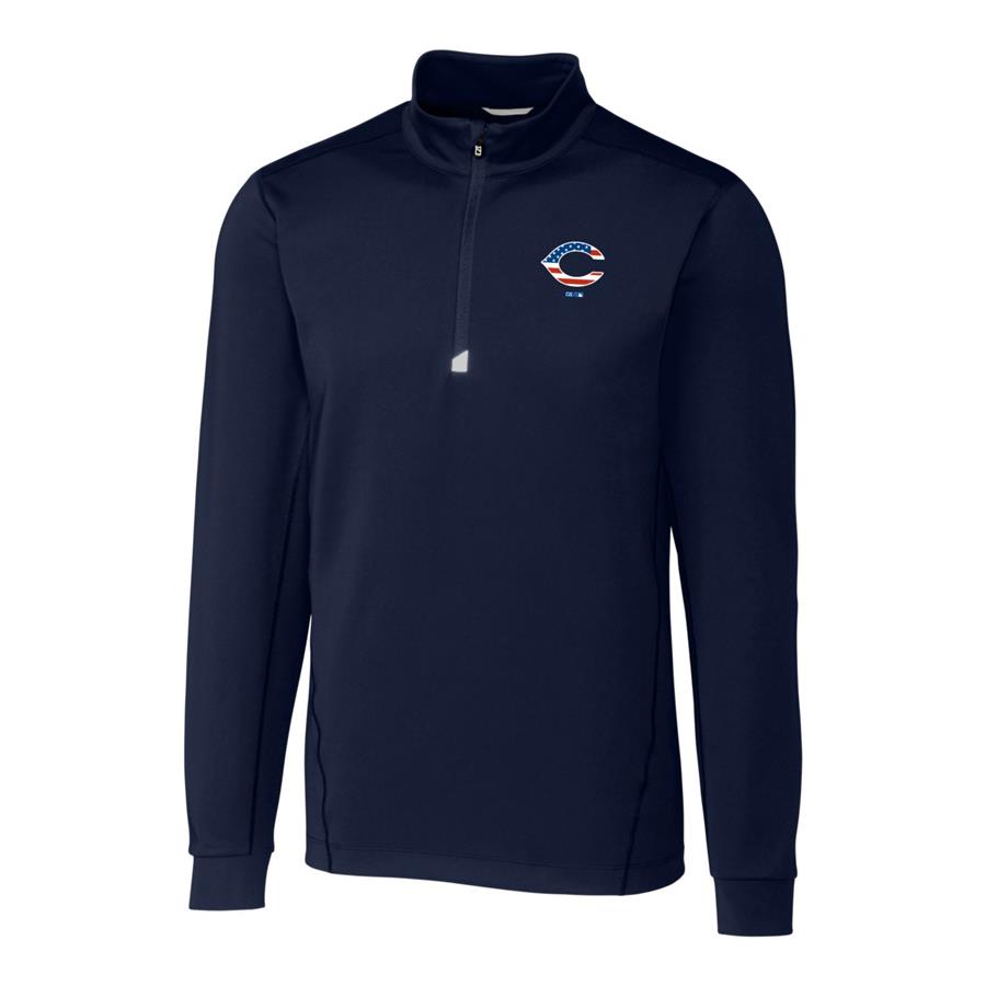 Cincinnati Reds Cutter & Buck Stars & Stripes Traverse Half-Zip Pullover Jacket - Navy