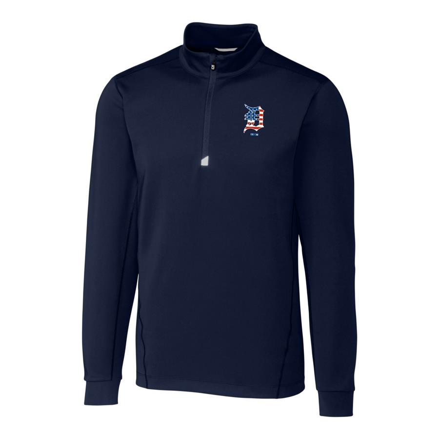 Detroit Tigers Cutter & Buck Stars & Stripes Traverse Half-Zip Pullover Jacket - Navy