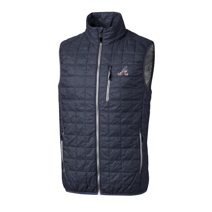 Atlanta Braves Cutter & Buck Stars & Stripes Full-Zip Rainier Vest - Gray