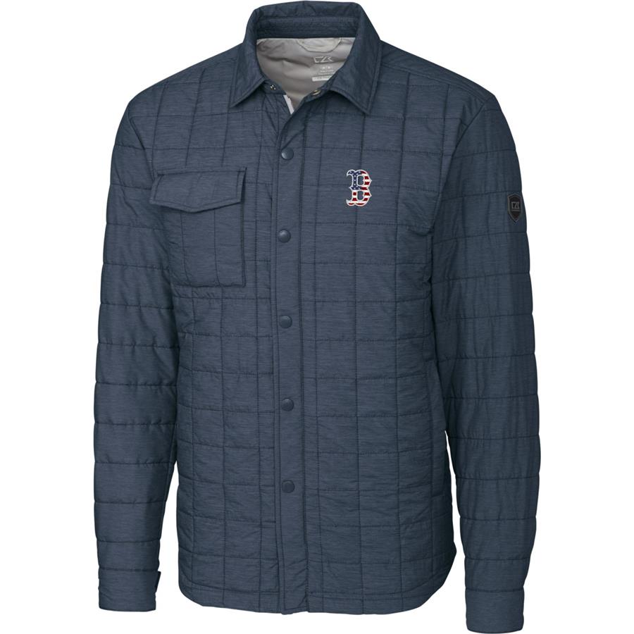 Boston Red Sox Cutter & Buck Stars & Stripes Full-Zip Rainier Shirt Jacket - Gray