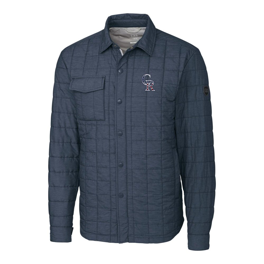 Colorado Rockies Cutter & Buck Stars & Stripes Full-Zip Rainier Shirt Jacket - Gray