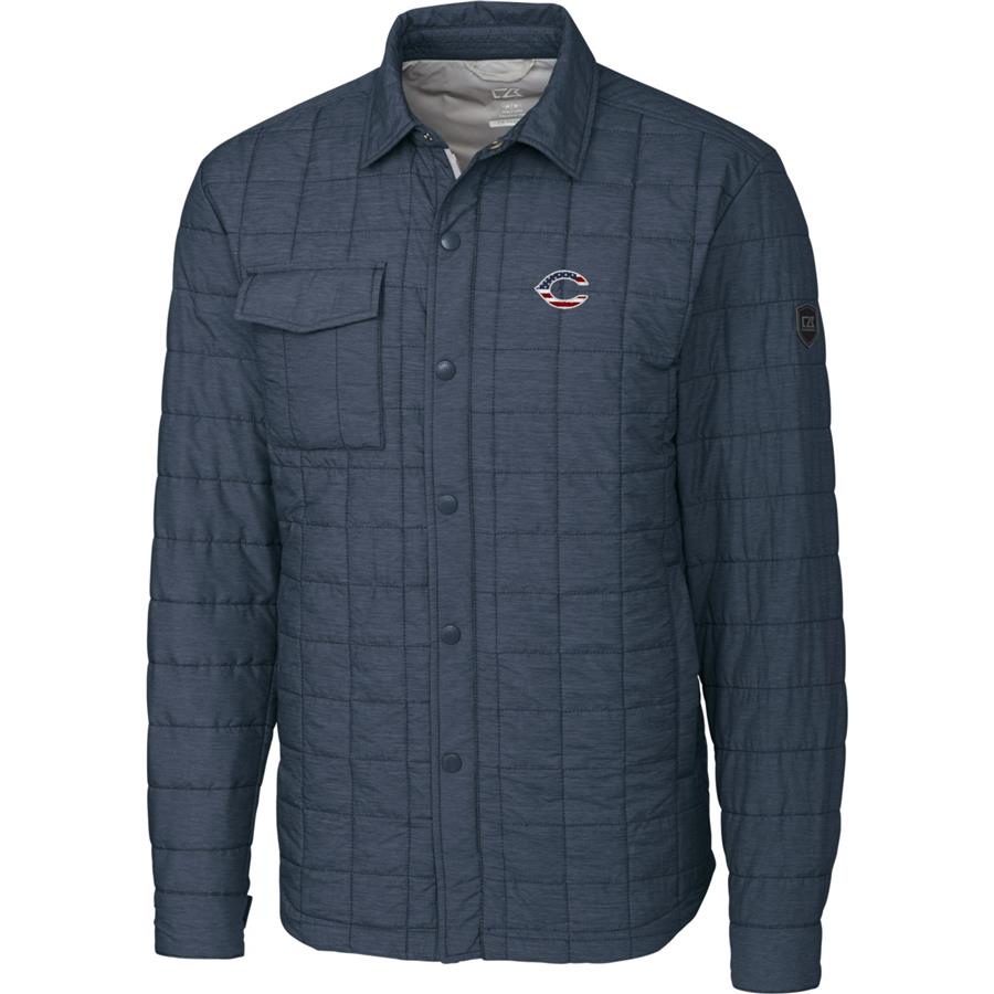 Cincinnati Reds Cutter & Buck Stars & Stripes Full-Zip Rainier Shirt Jacket - Gray
