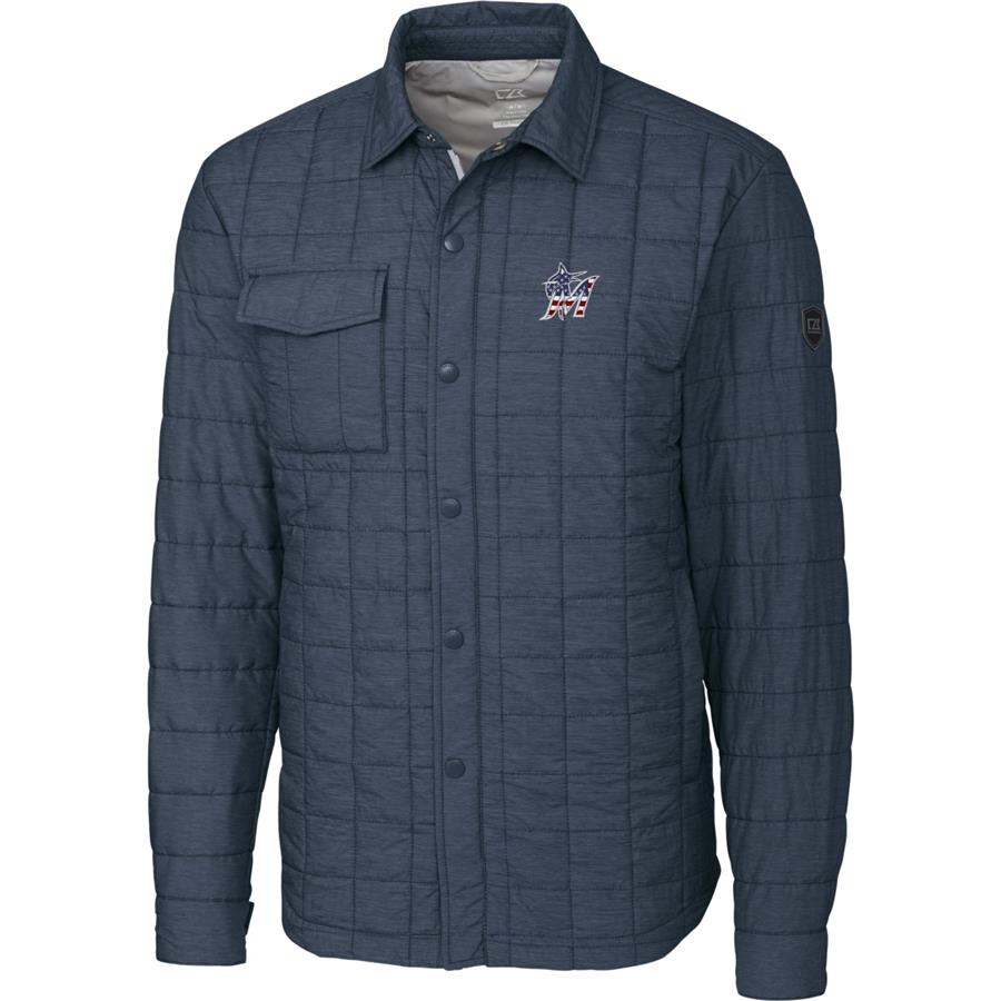Miami Marlins Cutter & Buck Stars & Stripes Full-Zip Rainier Shirt Jacket - Gray
