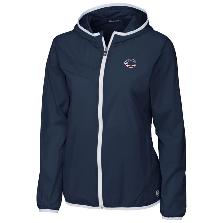 Cincinnati Reds Cutter & Buck Women's Breaker Full-Zip Hooded Jacket - Navy