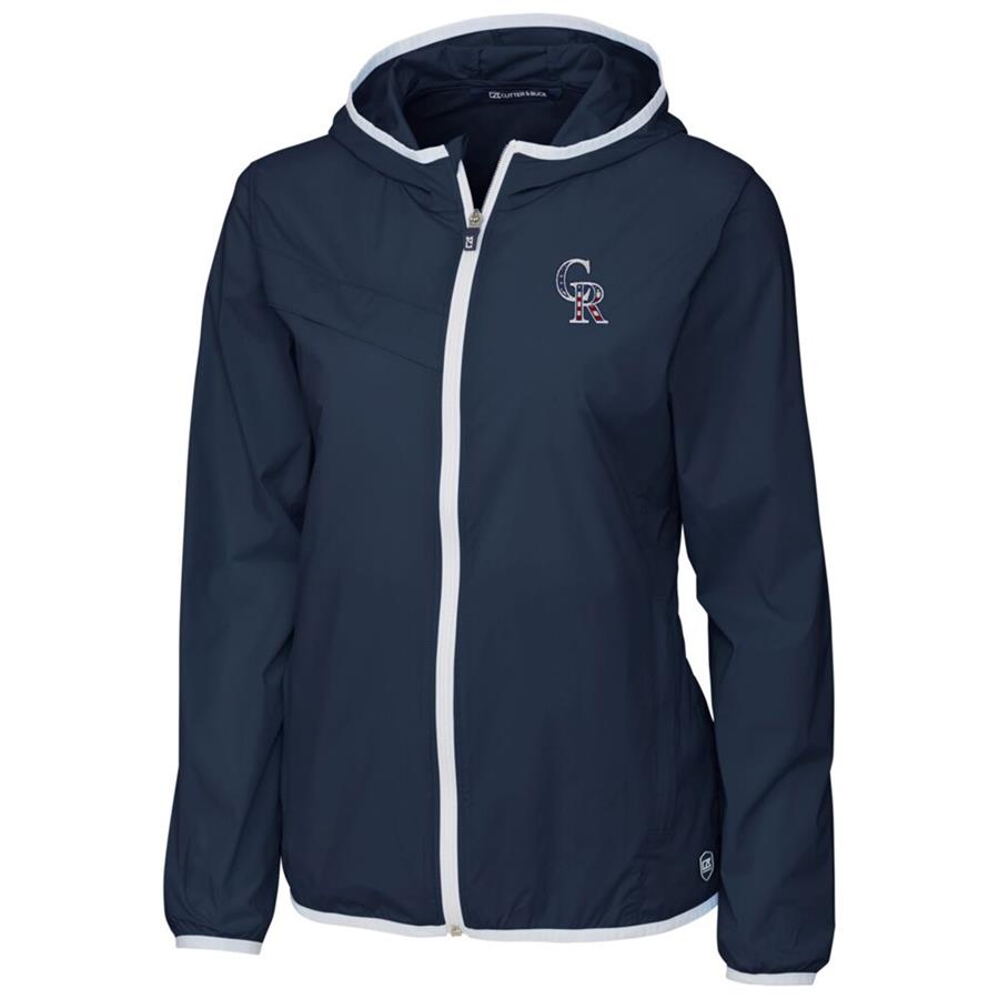 Colorado Rockies Cutter & Buck Women's Breaker Full-Zip Hooded Jacket - Navy