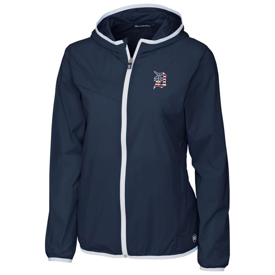 Detroit Tigers Cutter & Buck Women's Breaker Full-Zip Hooded Jacket - Navy
