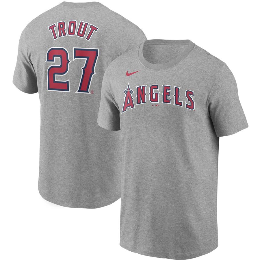 Mike Trout Los Angeles Angels Nike Name & Number T-Shirt - Gray