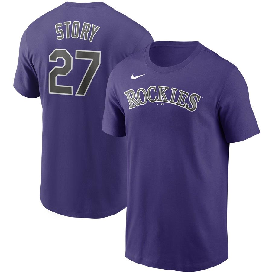 Trevor Story Colorado Rockies Nike Name & Number Team T-Shirt - Purple