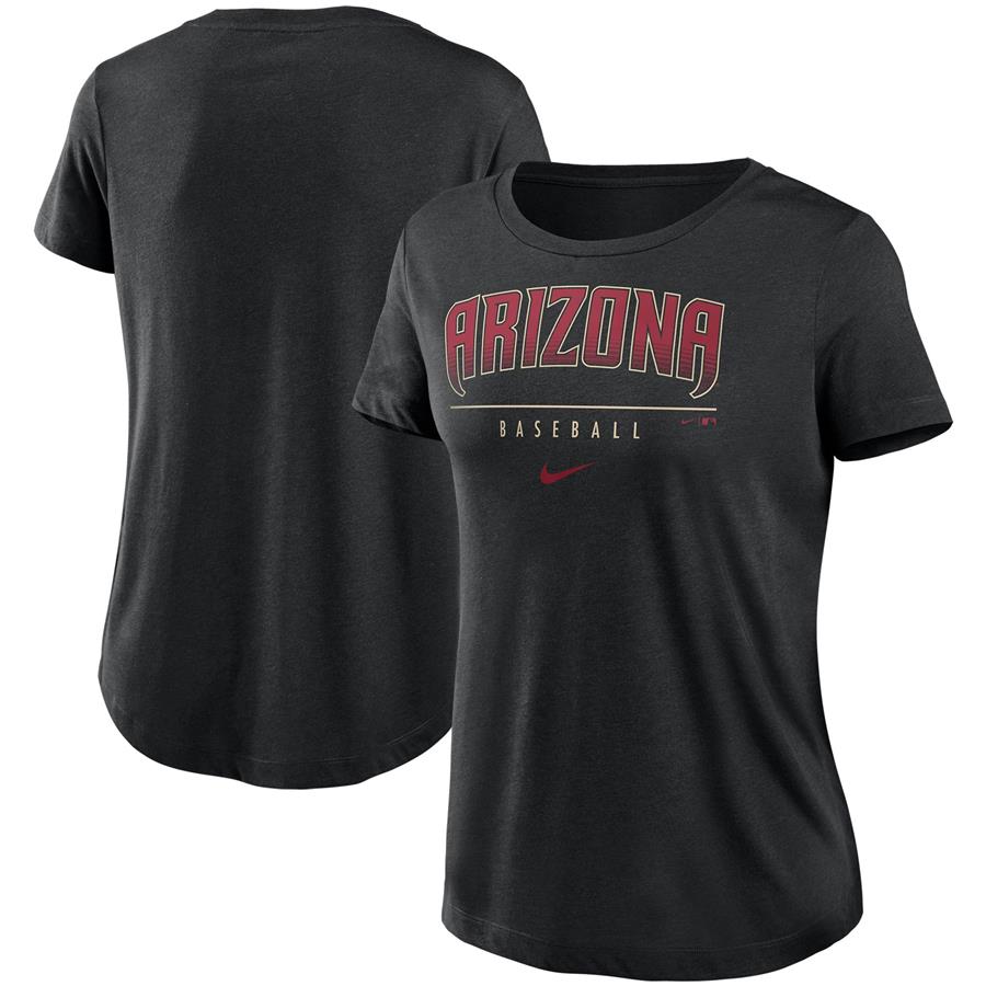 Arizona Diamondbacks Nike Women's Club Lettering Essential Tri-Blend Performance T-Shirt - Black