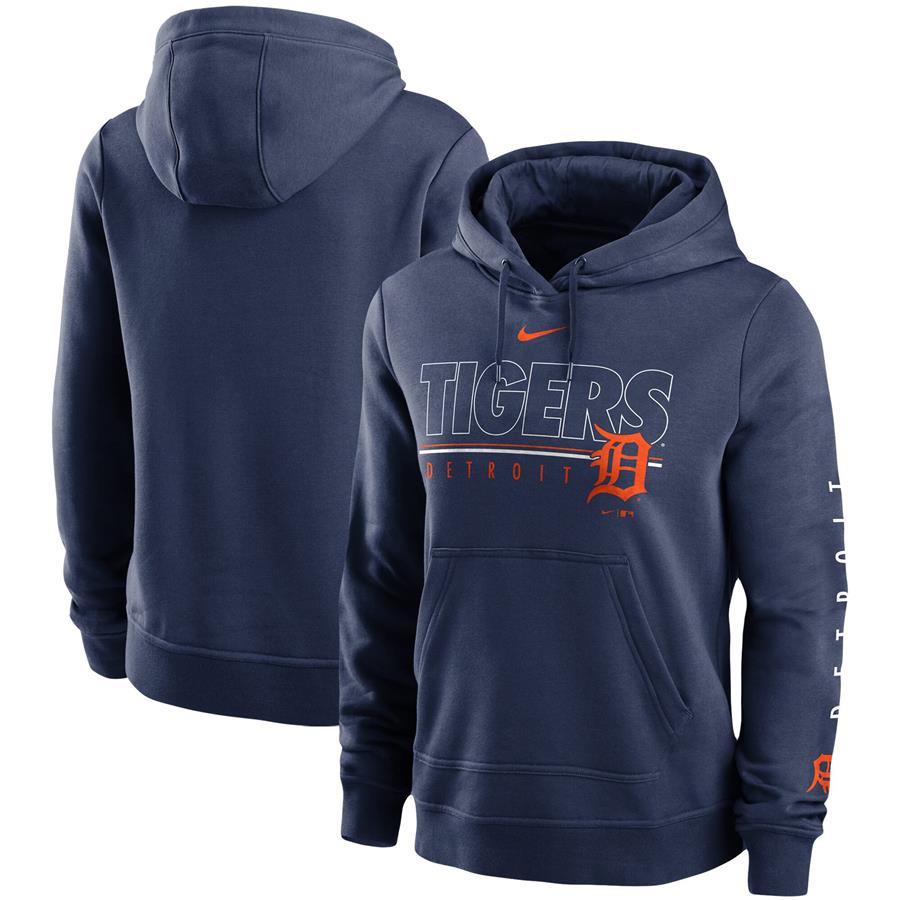 Detroit Tigers Nike Women's Team Outline Club Pullover Hoodie - Navy