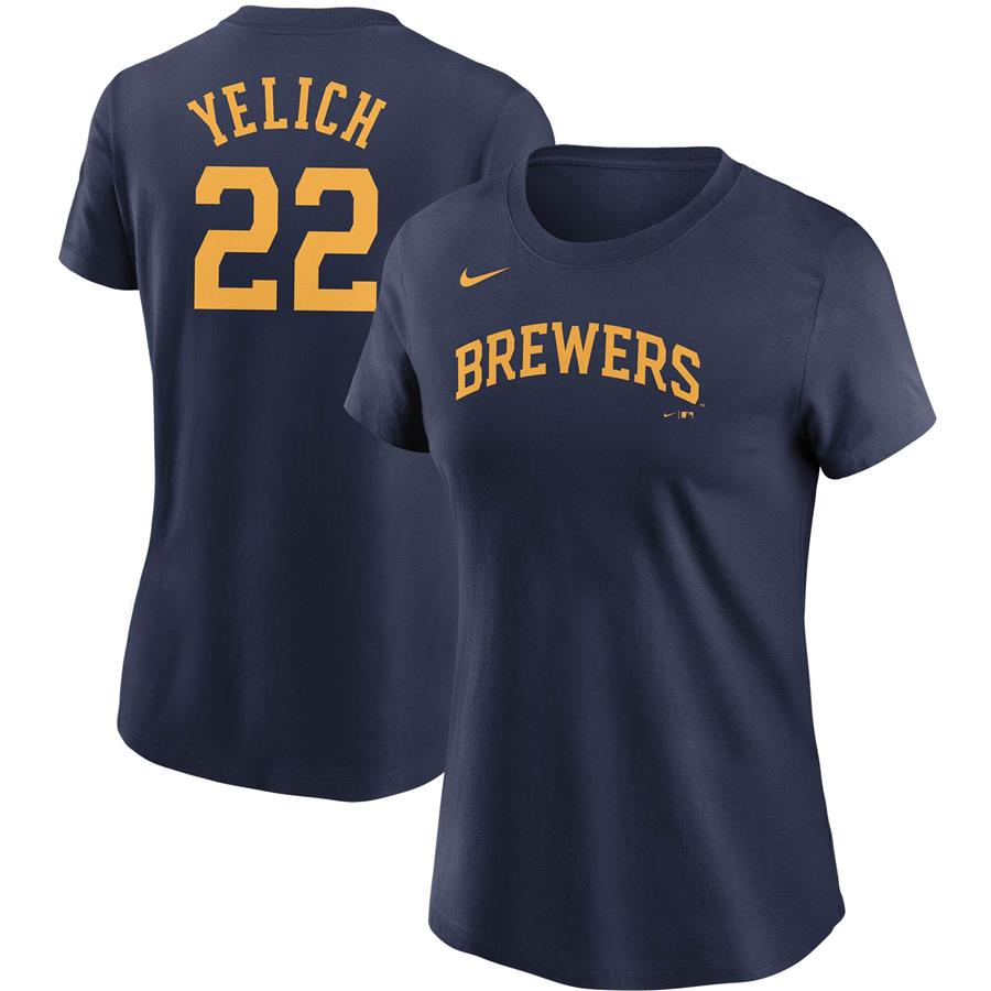 Christian Yelich Milwaukee Brewers Nike Women's Name & Number T-Shirt - Navy