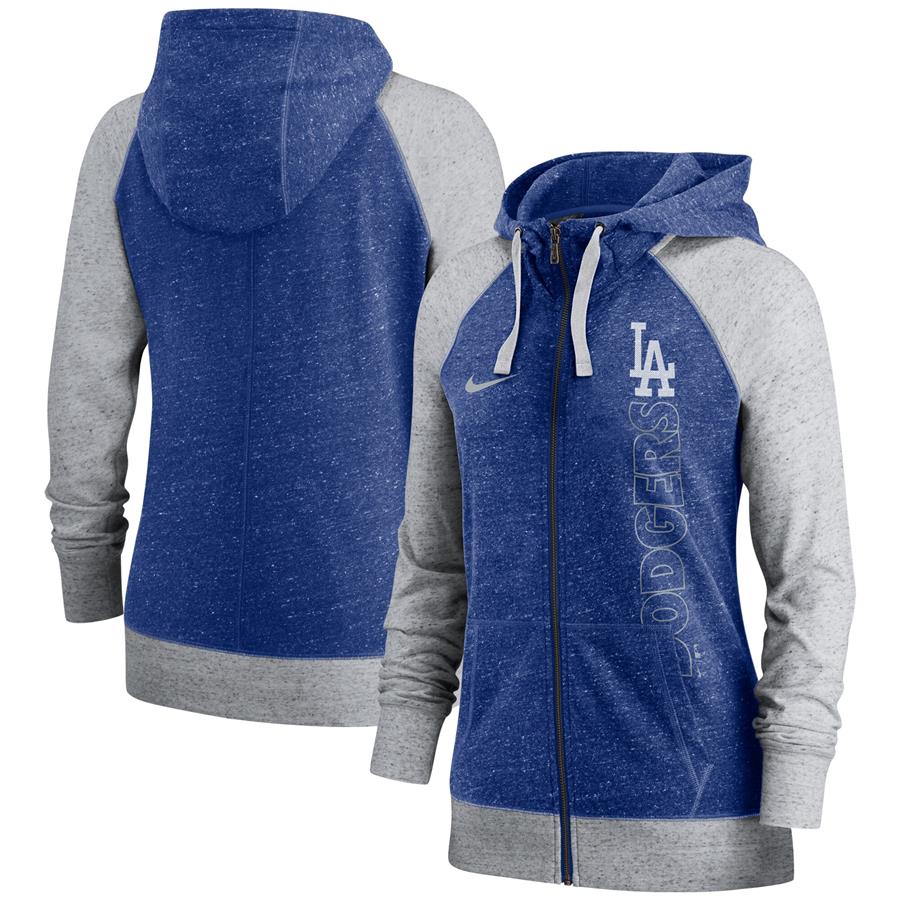 Los Angeles Dodgers Nike Women's In Pocket Gym Vintage Full-Zip Hoodie - Royal