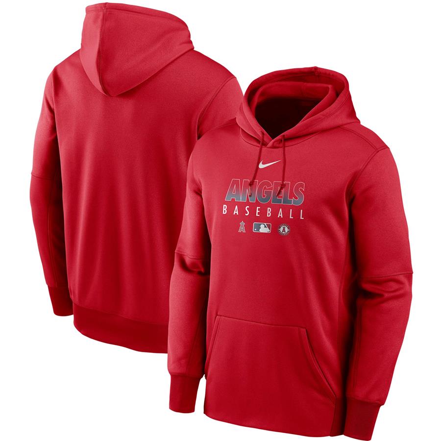 Los Angeles Angels Nike Authentic Collection Therma Performance Pullover Hoodie - Red