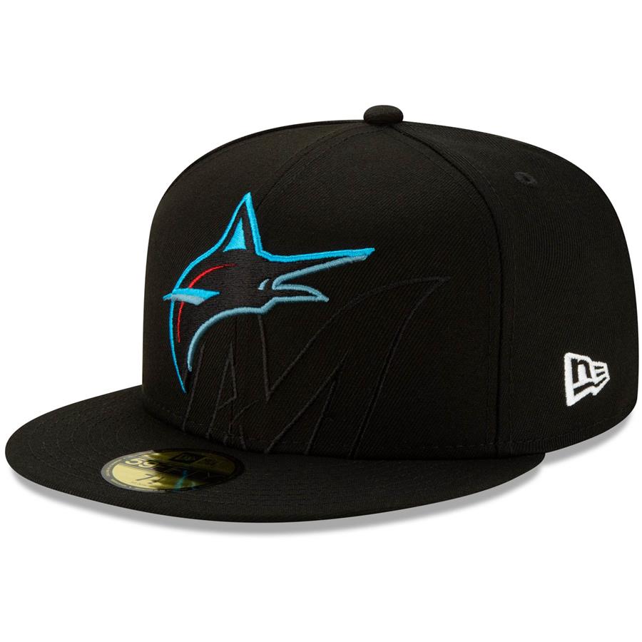 Miami Marlins New Era Logo Elements 59FIFTY Fitted Hat - Black