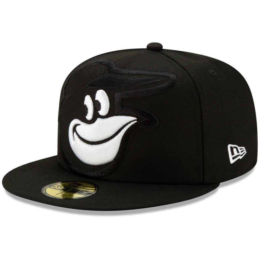 Baltimore Orioles New Era Monochrome Logo Elements 59FIFTY Fitted Hat - Black