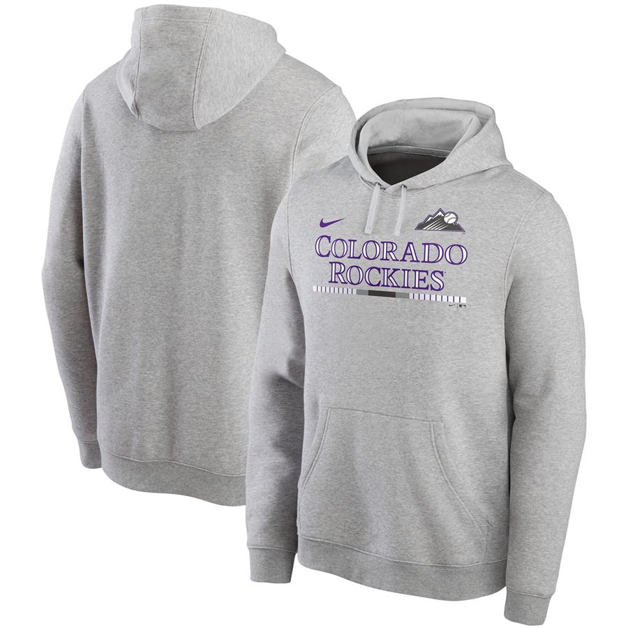 Colorado Rockies Nike Color Bar Club Pullover Hoodie - Gray